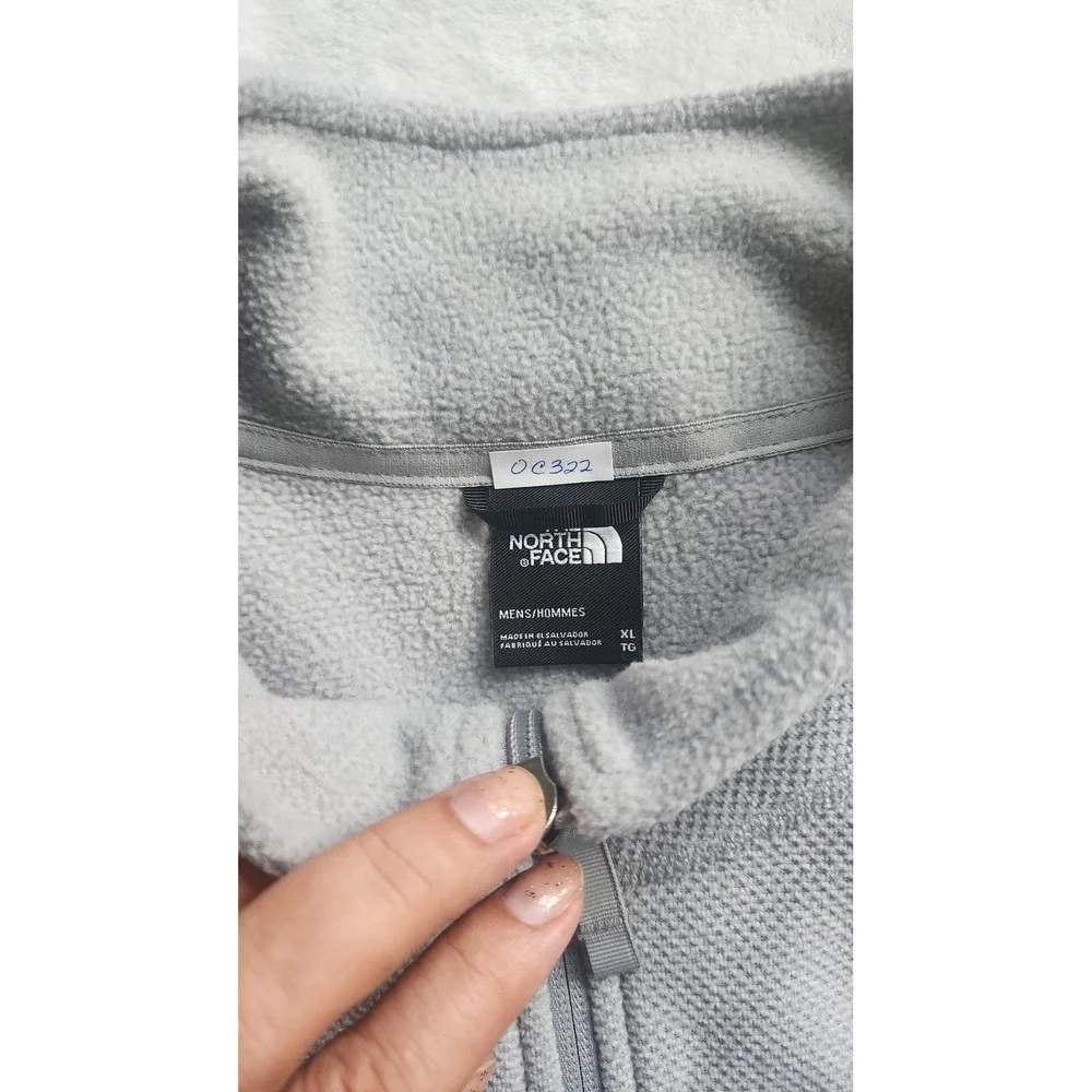 The North Face Mens XL Skyline Full Zip Fleece Jacket Light Grey Textured Mock